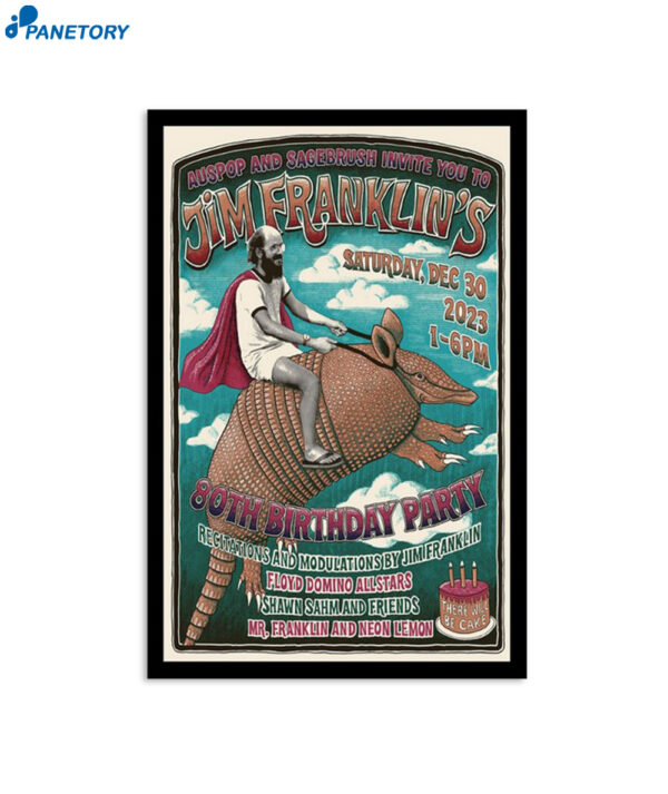 Auspop And Sagebrush Invite You To Jim Franklin's 80th Birthday Party Dec 30 2023 Poster