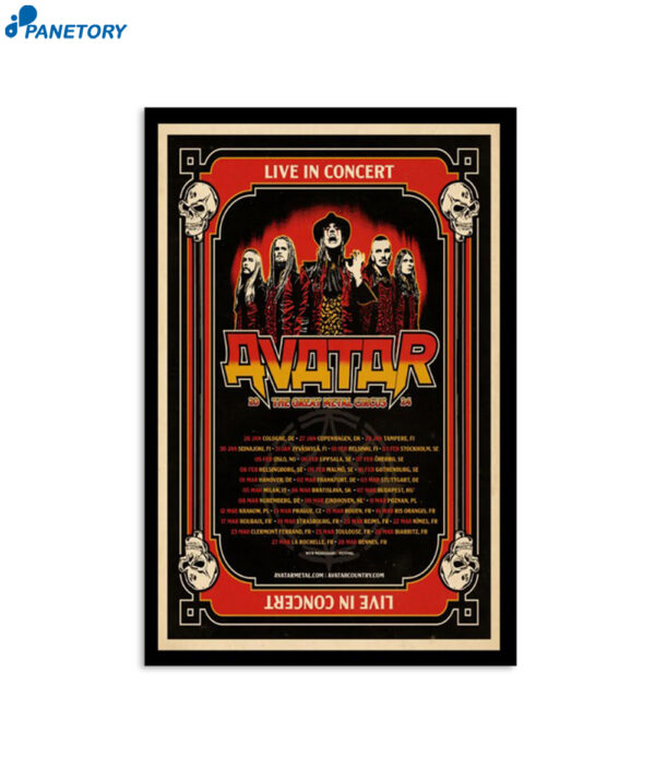 Avatar Live In Concert The Great Metal Circus 2024 Poster