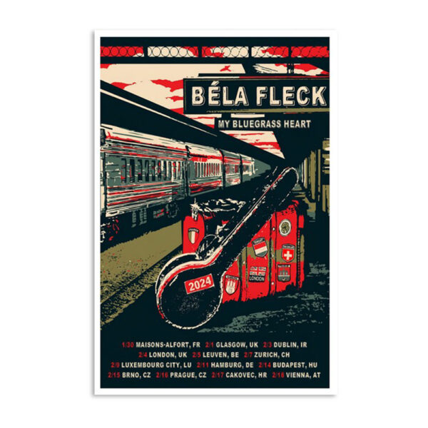 Bela Fleck Dublin Ireland Tour Feb 3 2024 Poster