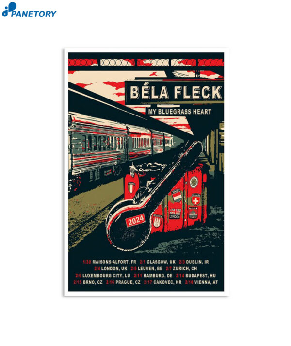Bela Fleck Dublin Ireland Tour Feb 3 2024 Poster