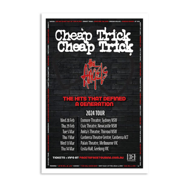 Cheap Trick Australia Tour 2024 Poster