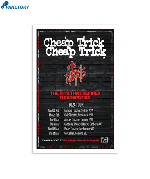 Cheap Trick Australia Tour 2024 Poster 2024