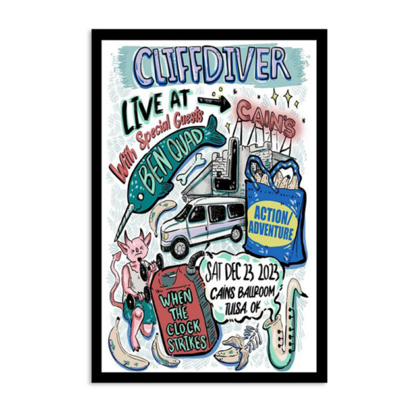 Cliffdiver Cain's Ballroom Tulsa Ok December 23 2023 Poster