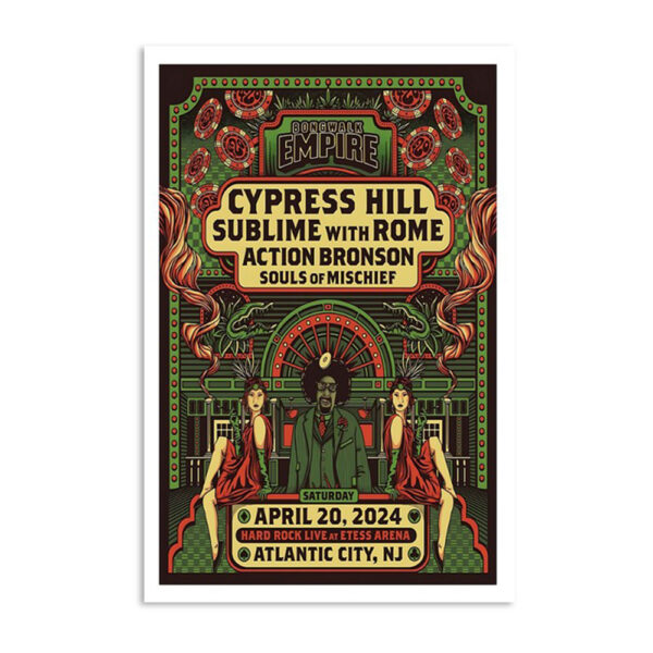 Cypress Hill Hard Rock Live At Etess Arena Atlantic City NJ April Tour 2024 Poster