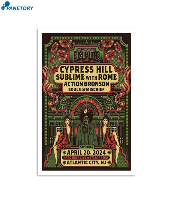 Cypress Hill Hard Rock Live At Etess Arena Atlantic City NJ April Tour 2024 Poster