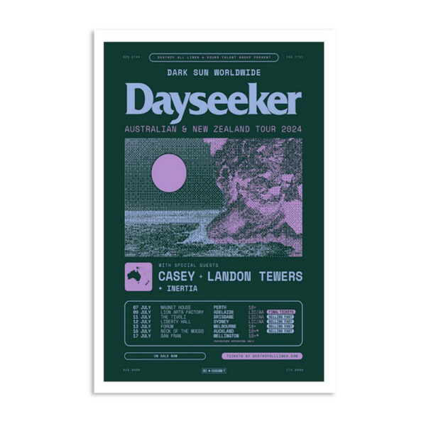 Dayseeker Dark Sun Worldwide Australia New Zealand Tour 2024 Poster