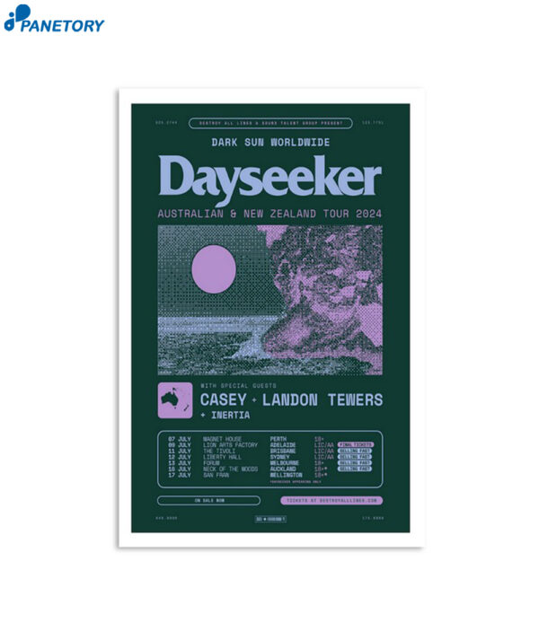 Dayseeker Dark Sun Worldwide Australia New Zealand Tour 2024 Poster