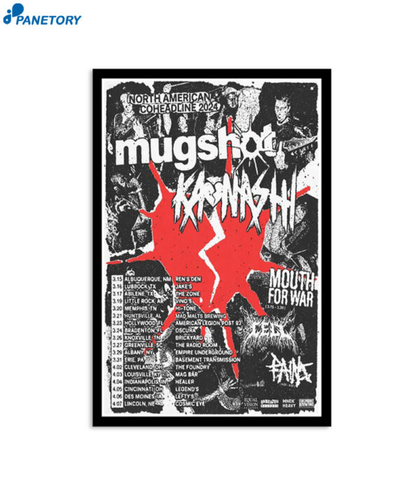 Mugshot North American Coheadline 2024 Spring Tour Poster