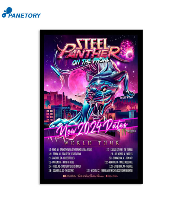 Steel Panther On The Prowl World Tour 2024 Poster