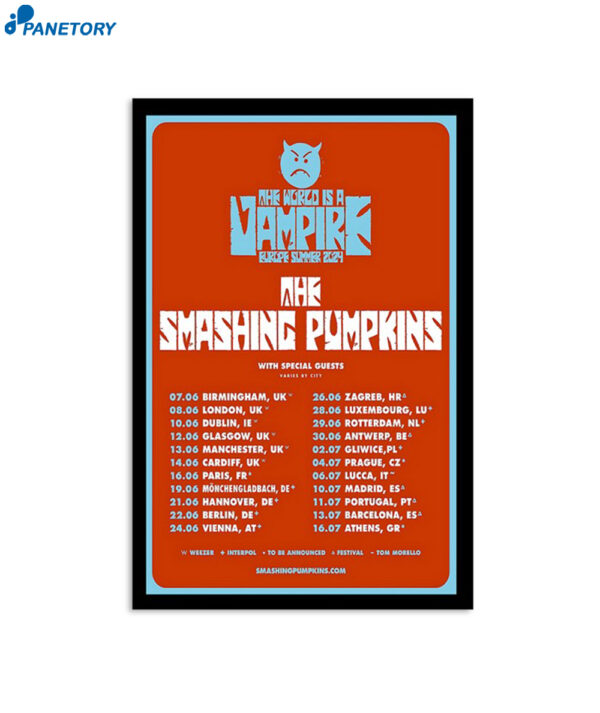 The Smashing Pumpkins Europe Summer Tour 24 Poster