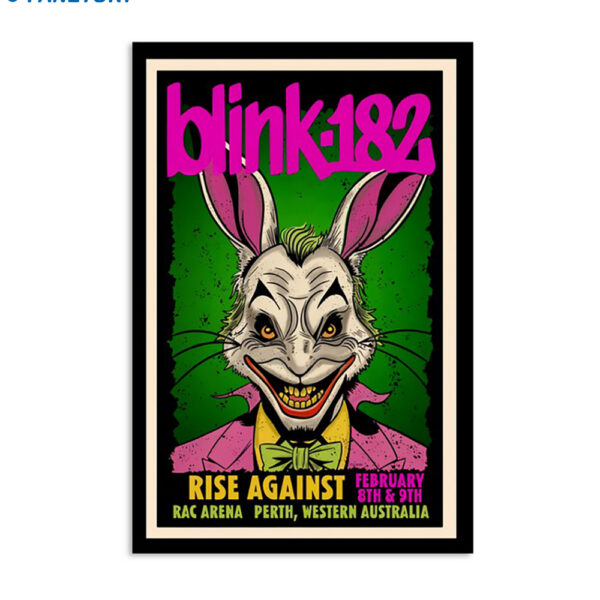 Blink-182 February 8th & 9th Rac Arena Perth Western Australia Poster