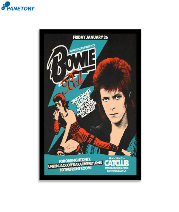 Bowie Ball David Bowie 2024 San Francisco Ca Cat Club Poster