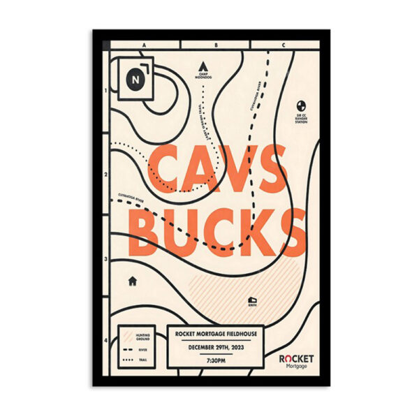 Cavaliers Vs Bucks Rocket Mortgage Fieldhouse Cleveland Oh Dec 29 2023 Poster