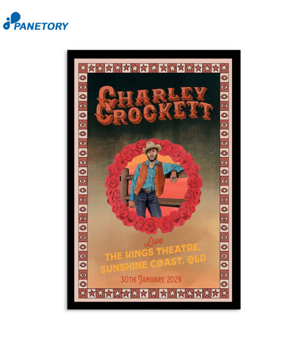 Charley Crockett Jan 30 2024 Sunshine Coast Qld Poster