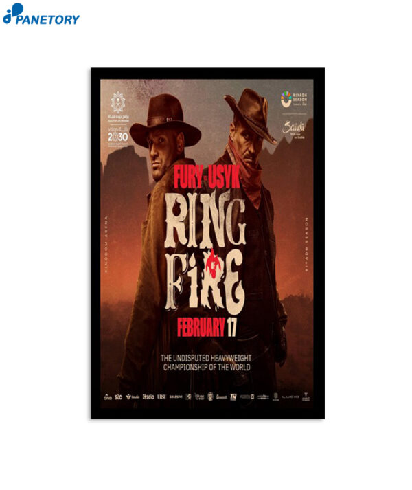 Fury Vs Usyk Ring Of Fire February 17 2024 Poster