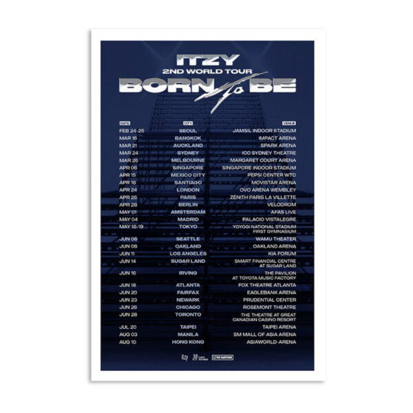 Itzy The 2nd World Tour Born To Be 2024 Poster