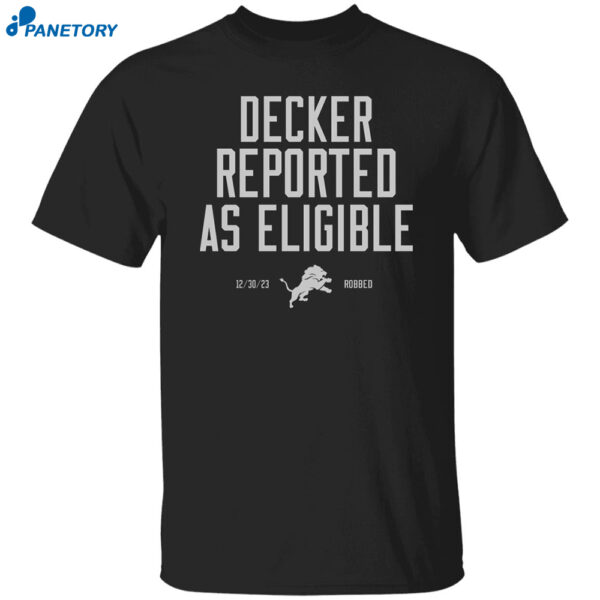 Lion Decker Reported As Eligible Shirt