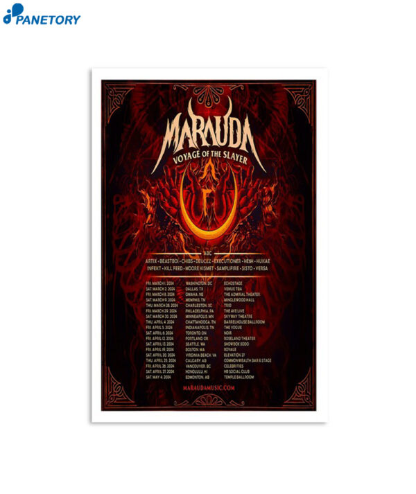 Marauda Voyage Of The Slayer Tour 2024 Poster