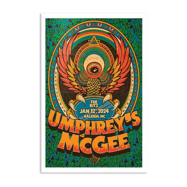 Umphrey's Mcgee January 12 2024 The Ritz Raleigh Nc Poster