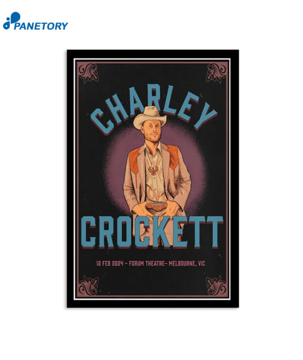 Charley Crockett Show Poster Melbourne Vic 2-12-2024 Poster