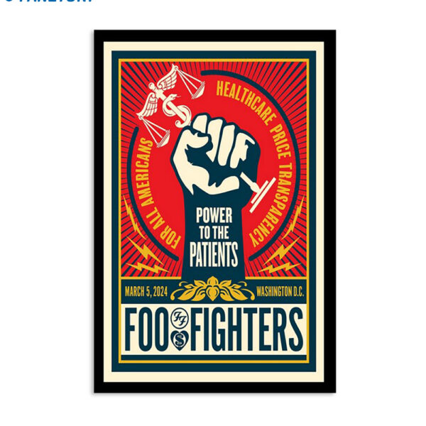Foo Fighters March 5 2024 Power To The Patients Washington D.C Poster