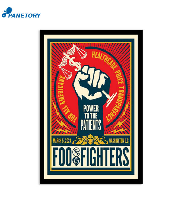 Foo Fighters March 5 2024 Power To The Patients Washington D.C Poster