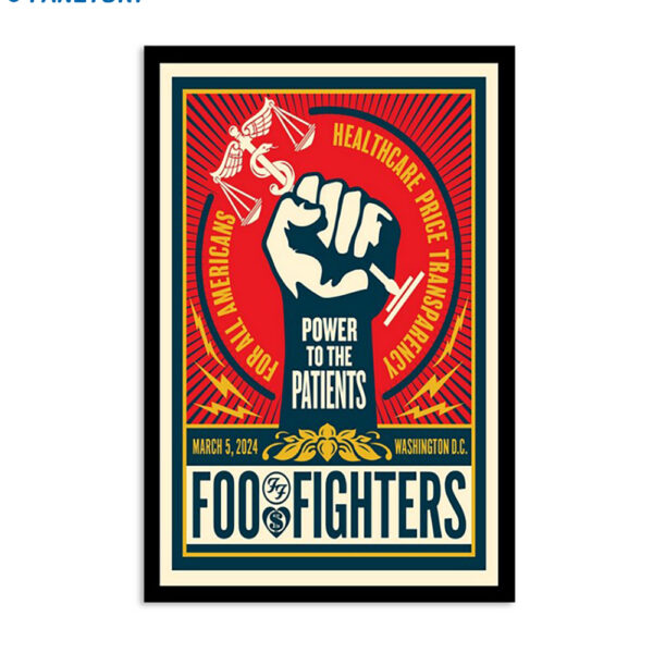 Foo Fighters Power To The Patients Washington Dc March 5 2024 Poster