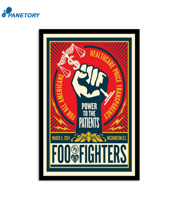 Foo Fighters Power To The Patients Washington Dc March 5 2024 Poster