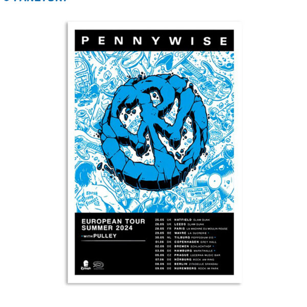 Pennywise Concert Tour 2024 With Pulley Poster