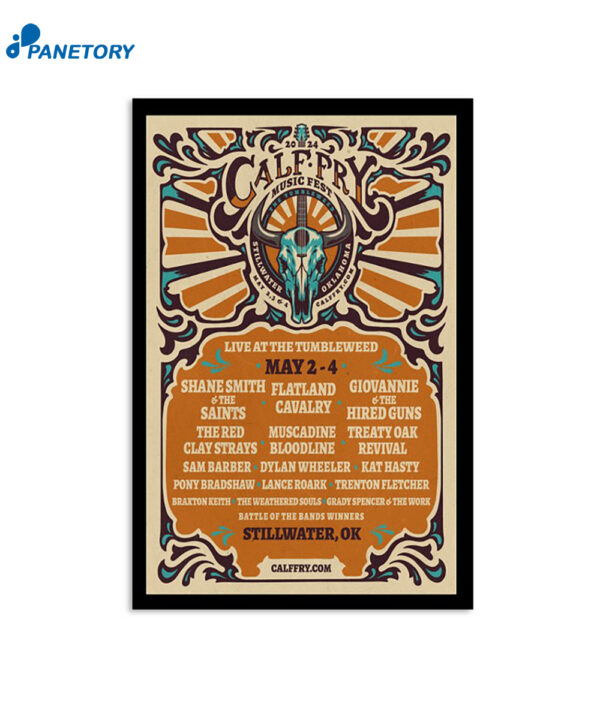 Stillwater Ok May 2-4 2024 Calf Fry Music Festival Tour Poster