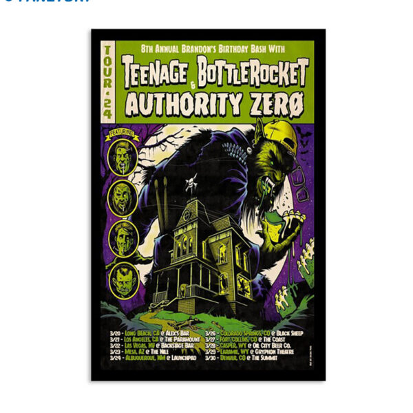 Teenage Bottlerocket & Authority Zero 2024 Tour poster