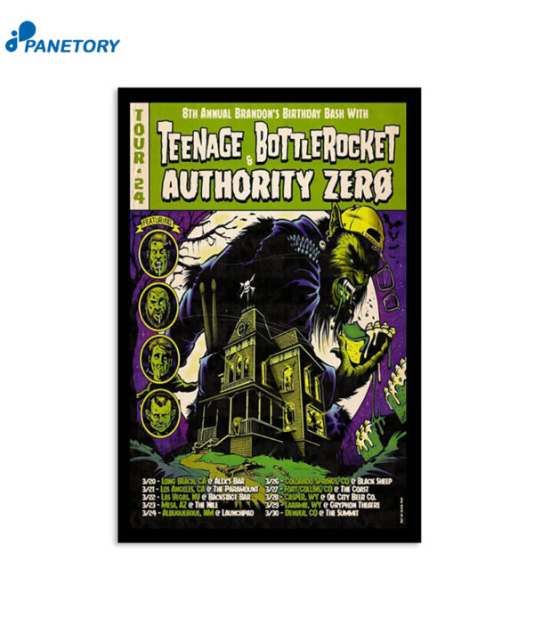 Teenage Bottlerocket & Authority Zero 2024 Tour poster