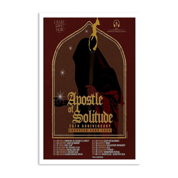Apostle Of Solitude European 2024 Tour Poster