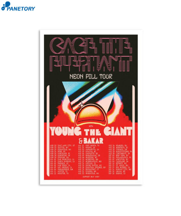 Cage The Elephant Neon Pill Tour 24 Poster