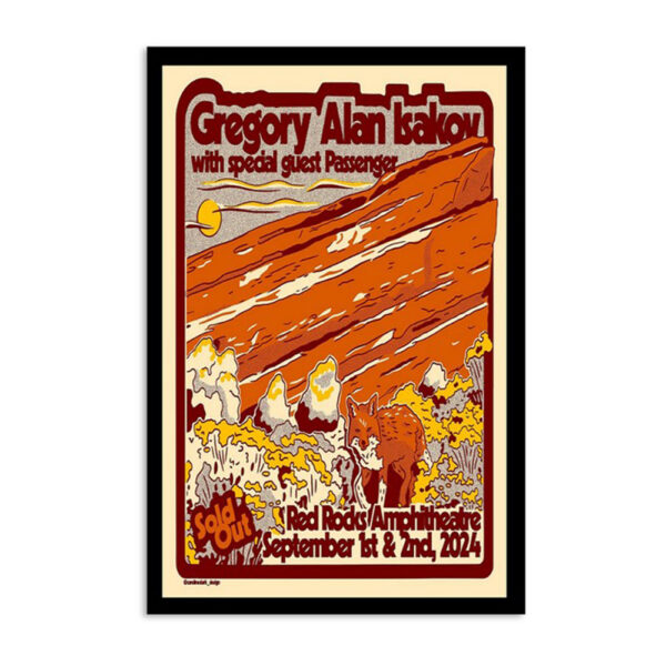 Gregory Alan Isakov Red Rocks Amphitheatre September 1st & 2nd 2024 Poster