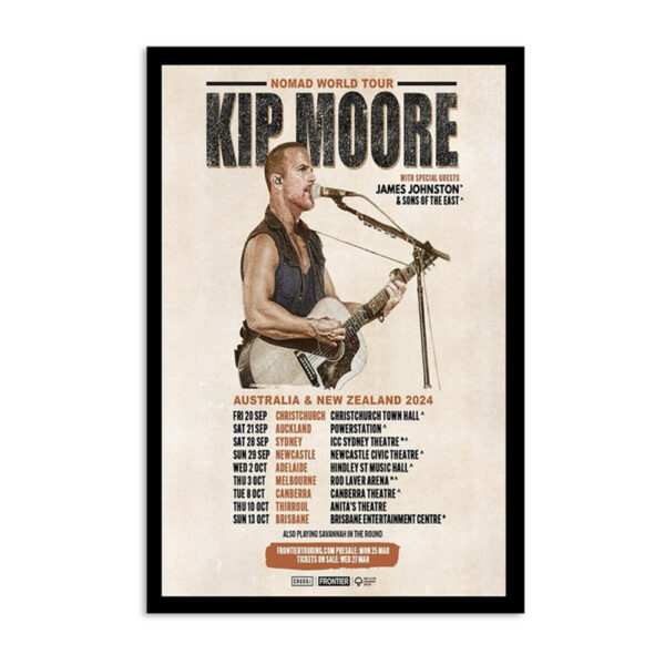 Kip Moore Australia And New Zealand Tour 2024 Poster