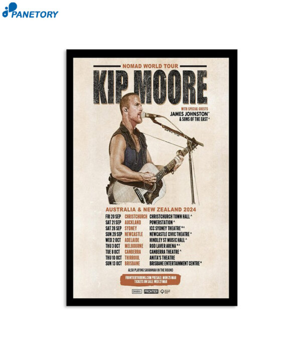 Kip Moore Australia And New Zealand Tour 2024 Poster