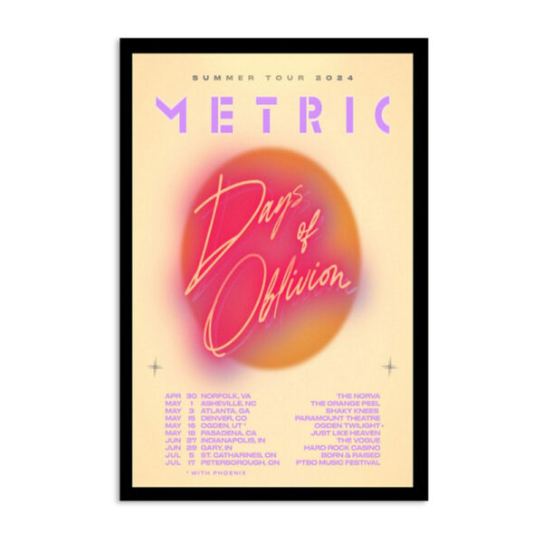 Metric Summer 2024 Tour Poster