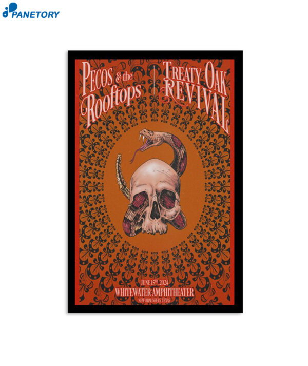 Pecos & The Rooftops New Braunfels Tx June 15 2024 Whitewater Amphitheater Poster