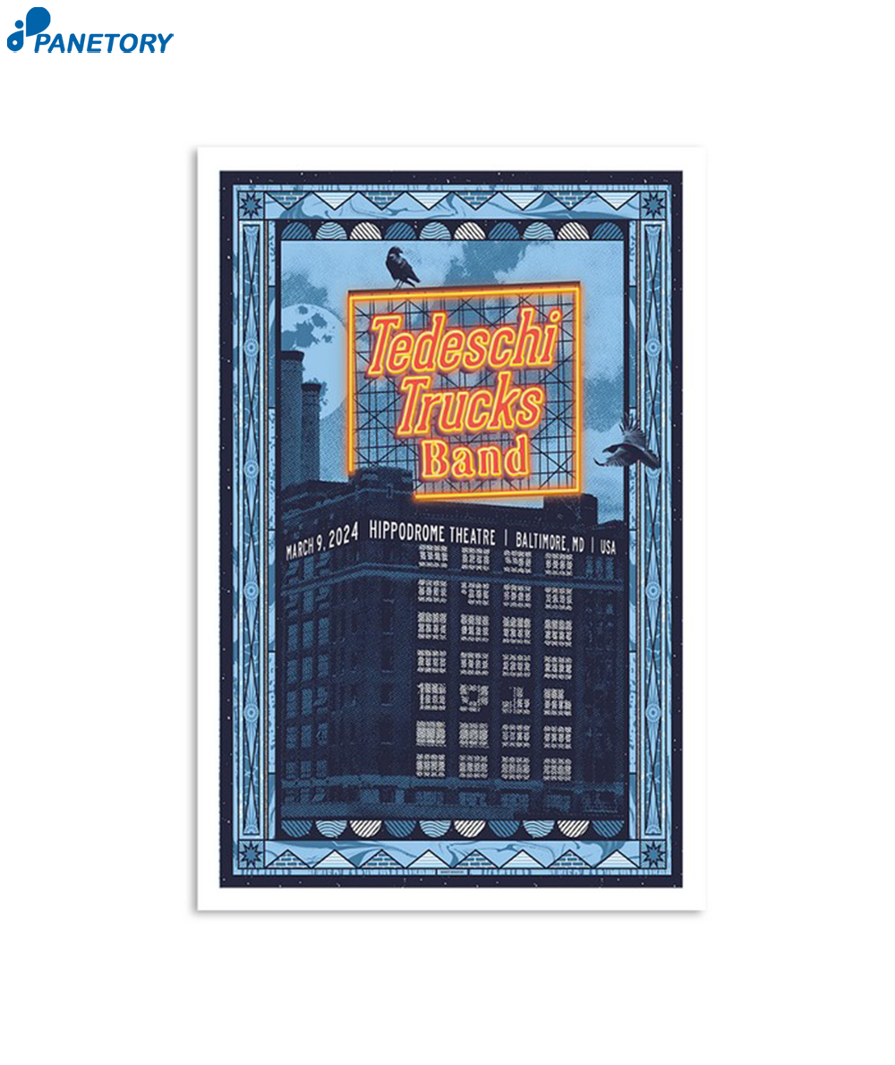 Tedeschi Trucks Band Hippodrome Theatre Baltimore Md March 9 2024 Poster 2 Tedeschi Trucks Band Hippodrome Theatre Baltimore Md March 9 2024 Poster