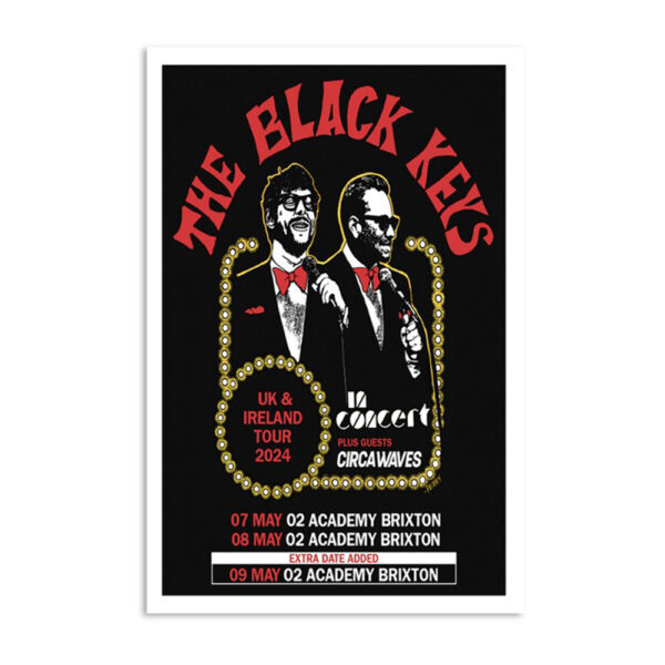 The Black Keys May 7-8 2024 Concert O2 Academy Brixton London Poster