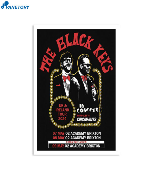 The Black Keys May 7-8 2024 Concert O2 Academy Brixton London Poster