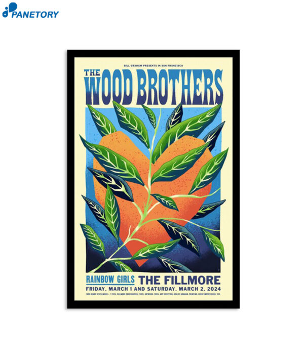 The Wood Brothers The Fillmore San Francisco Ca March 1 & 2 2024 Poster