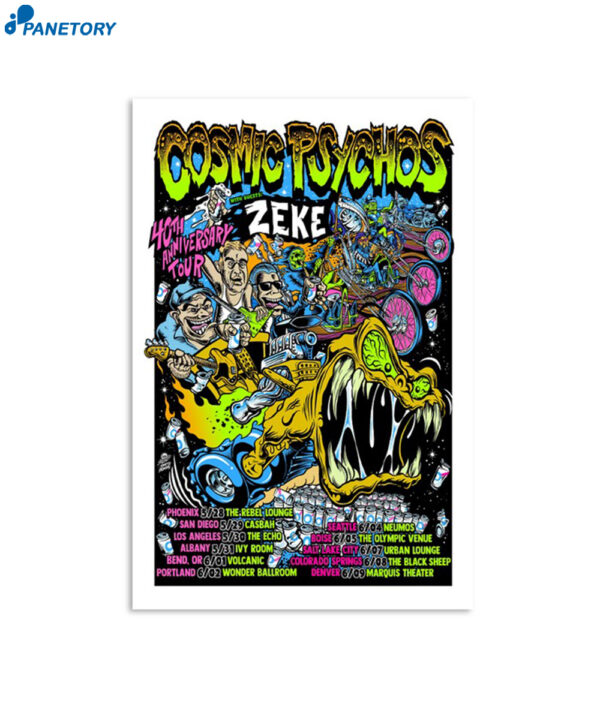 Cosmic Psychos With Zeke Band 40Th Anniversary Tour 24 Poster