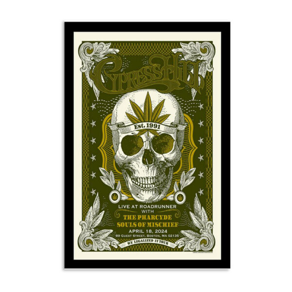 Cypress Hill Show Roadrunner Boston Ma April 18 2024 Poster