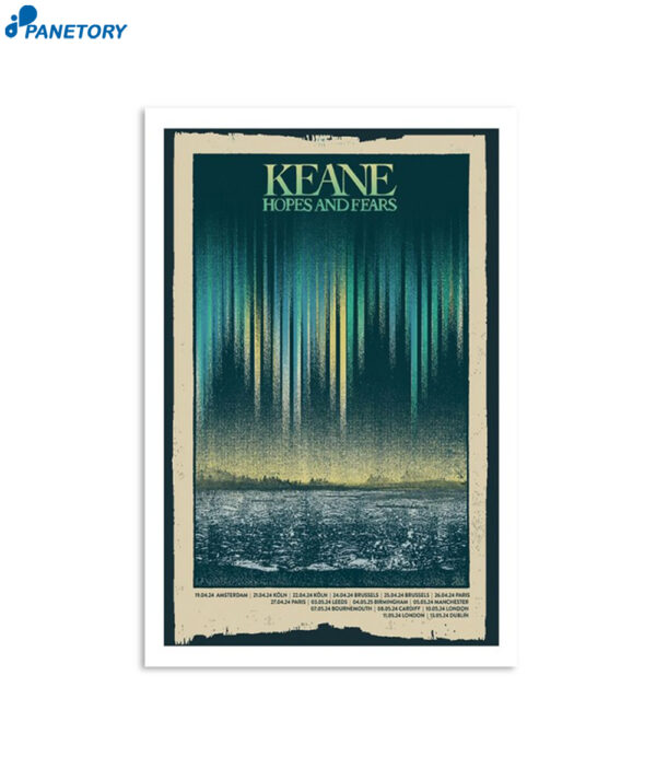 Keane Hopes And Fears Anniversary 2024 Tour Poster
