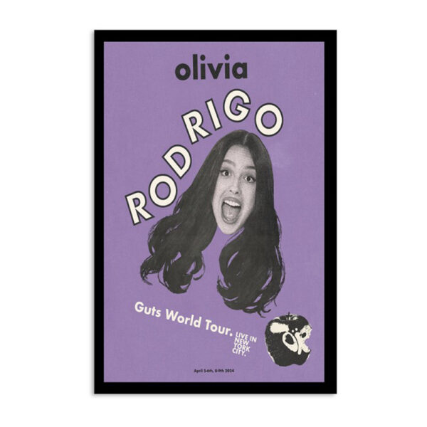 Olivia Rodrigo Guts World Tour Live In New York City 2024 Poster