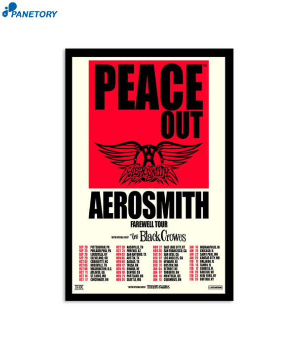 Peace Out Aerosmith 2024 Farewell Tour Poster