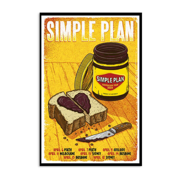 Simple Plan Australian 2024 Tour Poster
