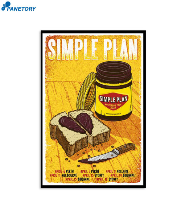 Simple Plan Australian 2024 Tour Poster